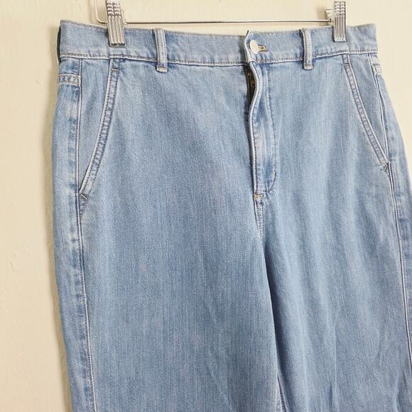 J. Crew NWT Drapey Wide Leg Trouser Denim Jeans Light Blue Wash Size 27 - Picture 10 of 12